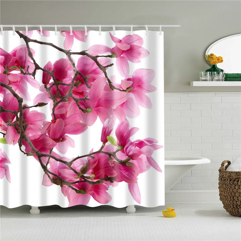 

3d Printed Flowers Poster Bath Curtain Waterproof Shower Curtains Polyester cloth 180*180cm Bathroom Curtain Screen Home Decor