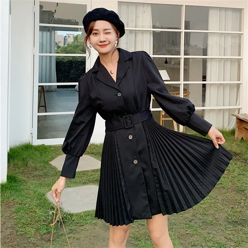 Новинка 2019 года! осеннее Плиссированное короткое шикарное однотонное женское