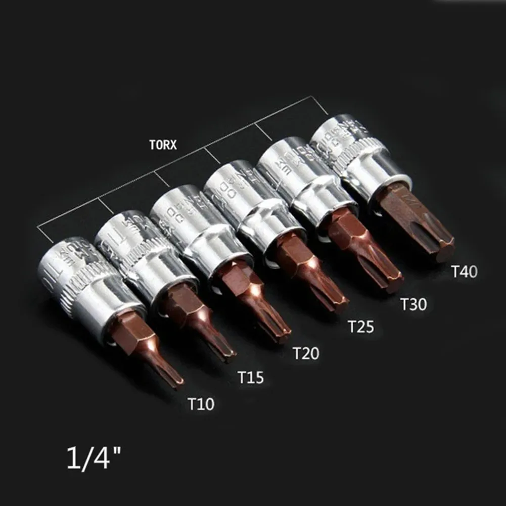 

Шестигранная Отвертка Torx 6 шт., комплект насадок с головкой 1/4 дюйма, для торцевых ключей