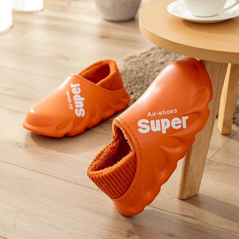 

2021 New Winter Slippers Warm Men Shoes Waterproof Women Couples Non-Slip Plush Cotton Indoor Outdoor Cozy Home Autumn Thick Hee