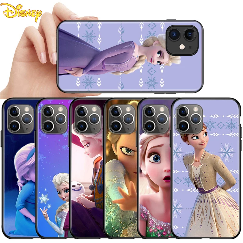 

For Apple iPhone 12 11 Pro Max mini Case Disney Frozen Animation For iPhone Max XR X 8 7 6 Plus 5S SE Black Phone Case