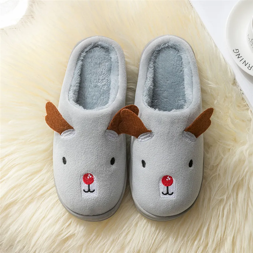 Зимние хлопковые тапочки для женщин и мужчин нескользящие домашние на толстой