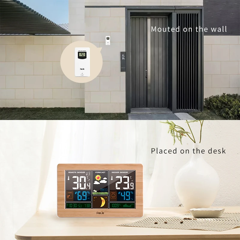 Цифровой будильник Погодная станция настенные наружные часы температуры и