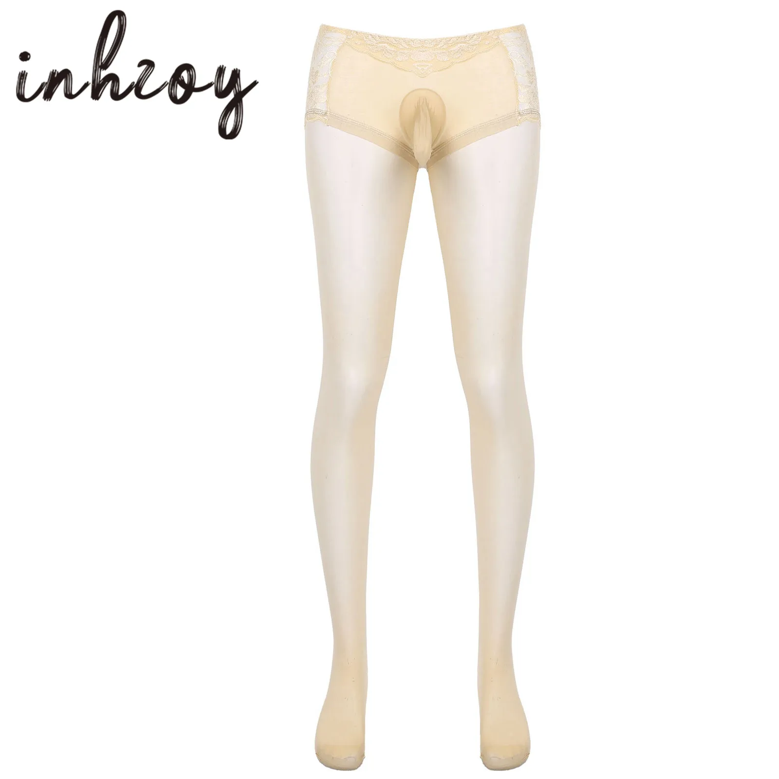 Мужские сетчатые колготки обтягивающие Стретч с отделением для яиц прозрачные