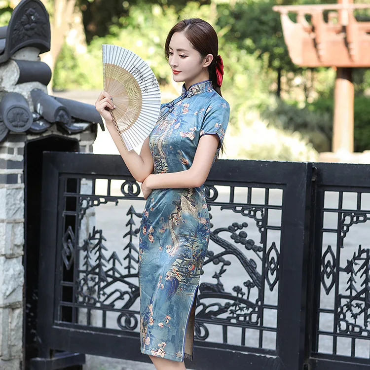Qipao современное шелковое традиционное китайское женское платье Ципао элегантное