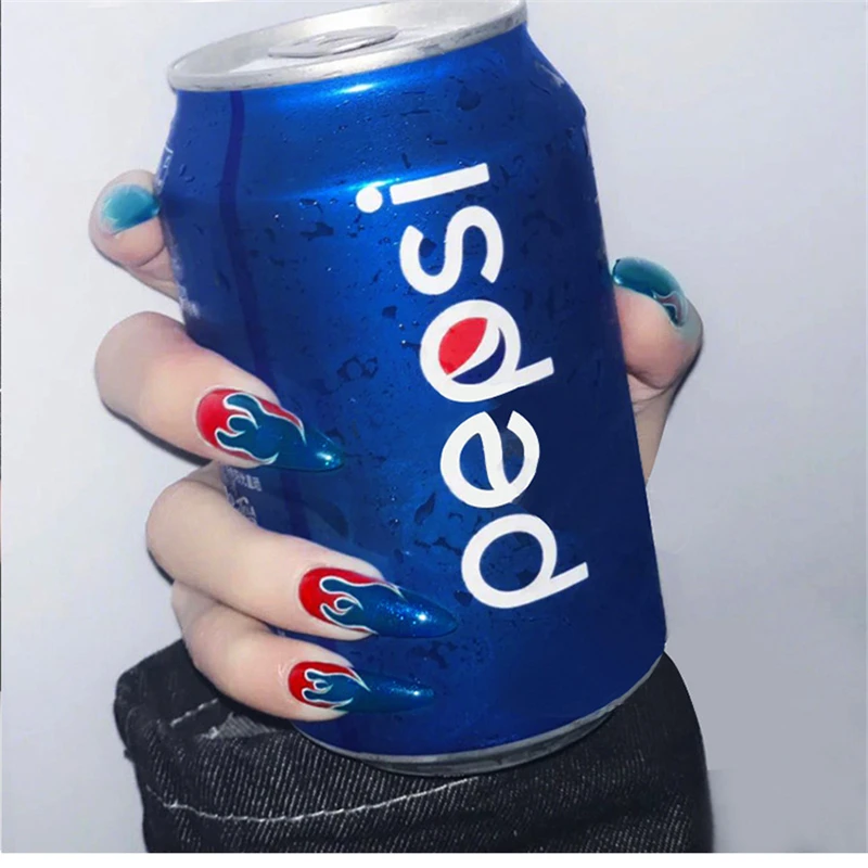 Длинные заостренные накладные ногти 24 шт./кор. розовые синие геометрические с