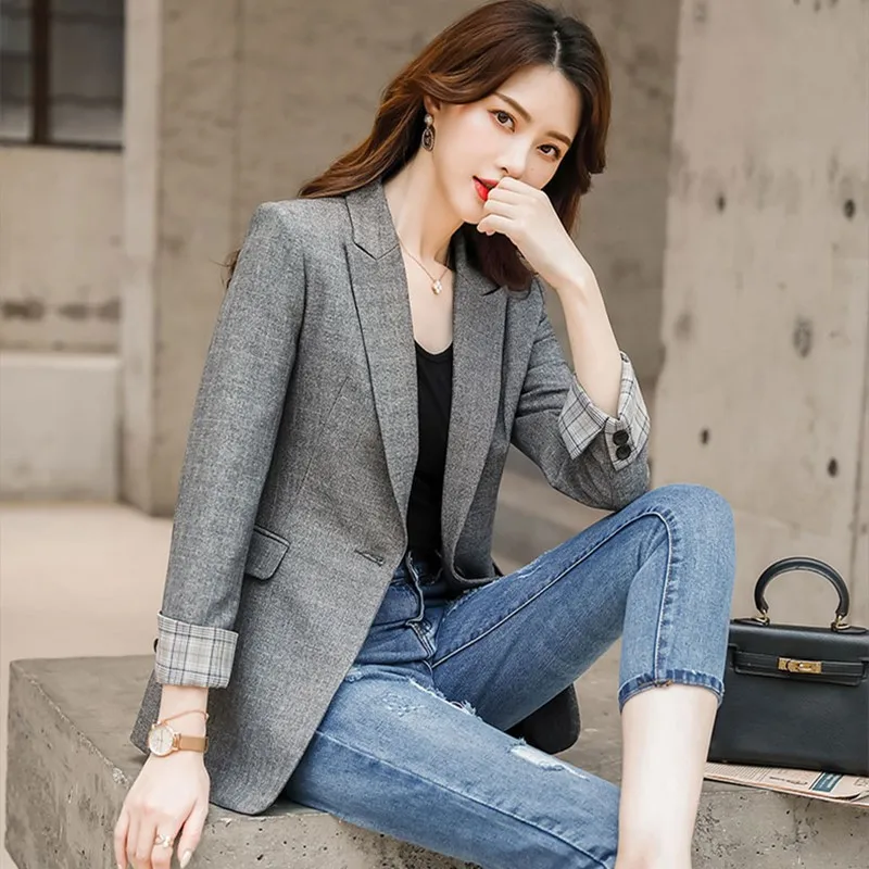 Черный маленький костюм куртка дамы 2019 осень и зима Новый Модный повседневный