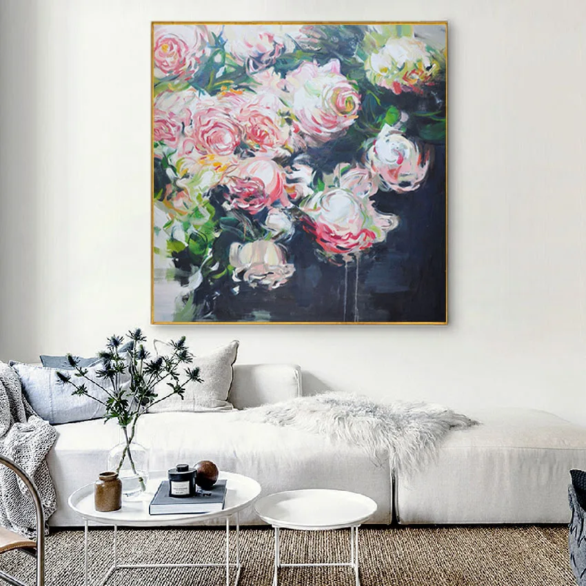 

Oil Painting Flower Canvas Poster Nordic Canvas Print Living Room Bedroom Home Wall Art Picture Decor Painting