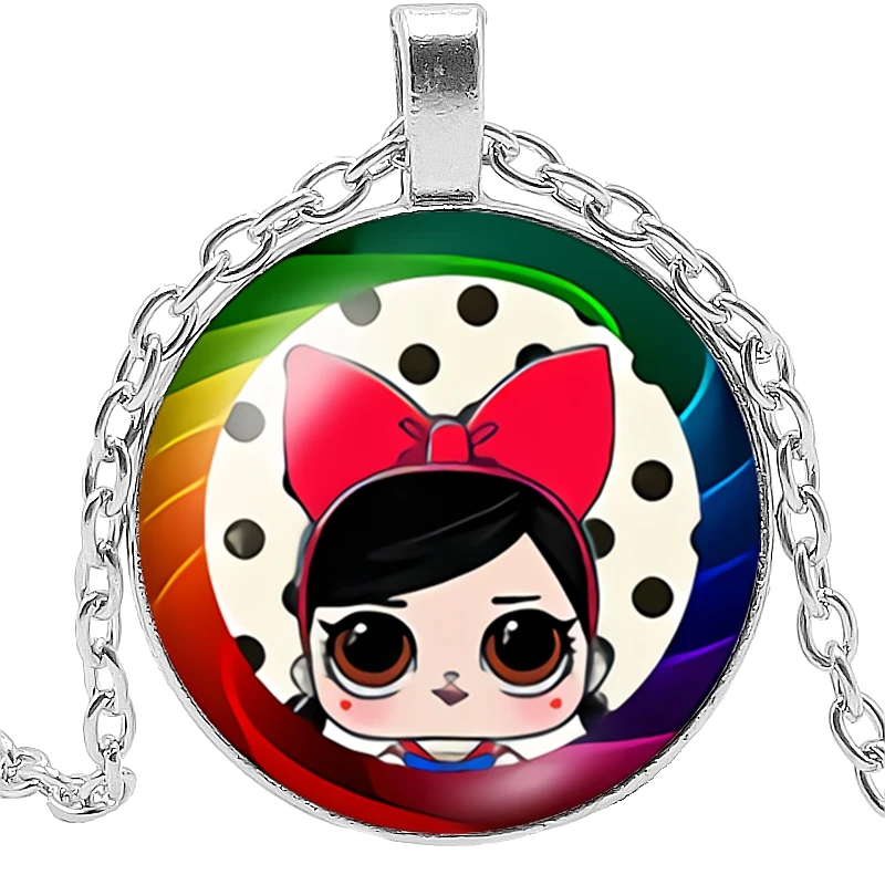 2019 Explosion New Fashion Anime Cartoon Doll Head Necklace 3 Color Glass Convex Cute Child Pendant | Украшения и аксессуары