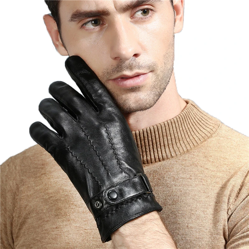 Мужские перчатки из овчины осень-зима бархатные утолщенные теплые Нескользящие