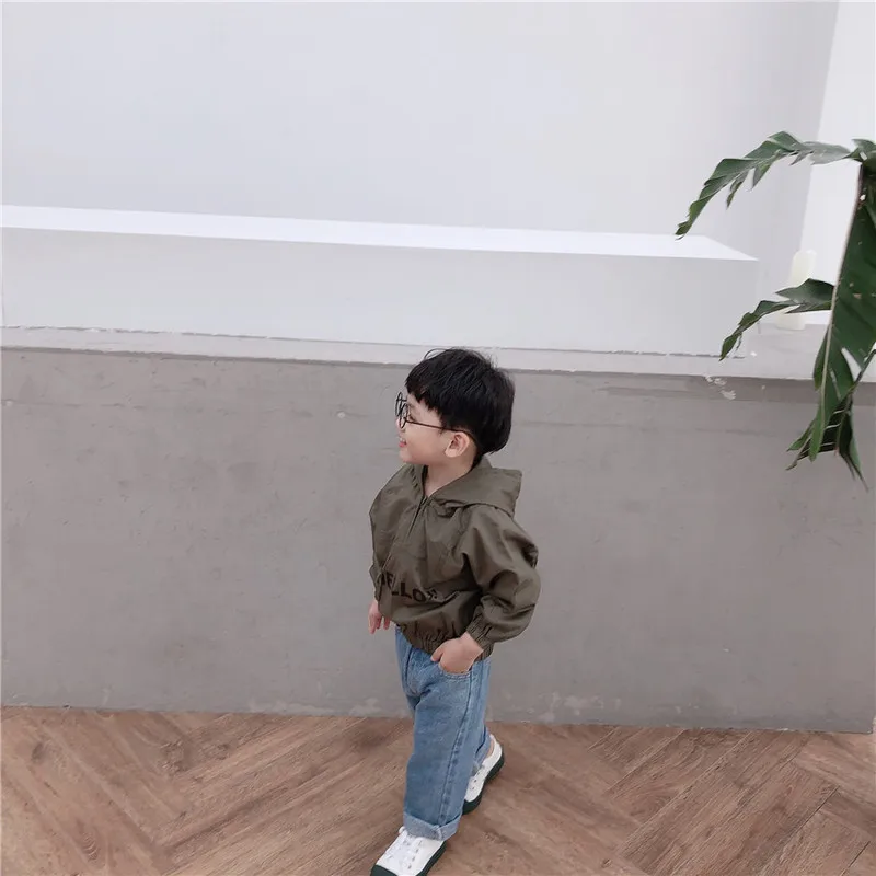 

autumn 2019 New Kids Korean letter sweatshirt baby Boys and Girls hooded loose leisure long sleeve Top kids clothing