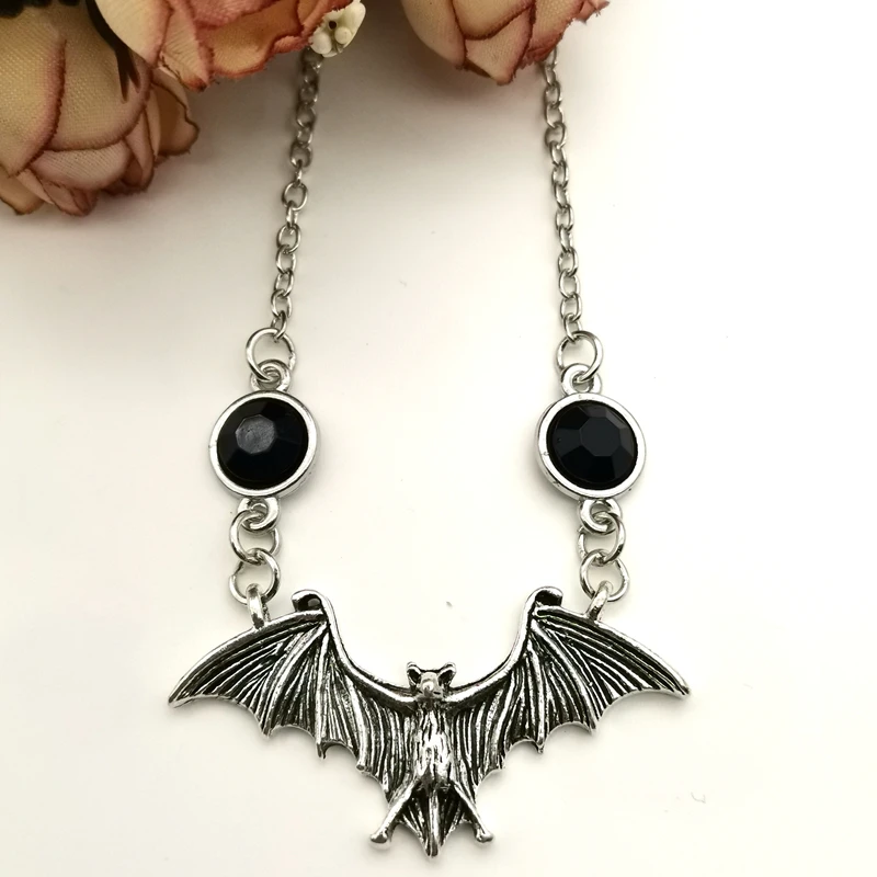 Ожерелье с подвеской летучая мышь из нержавеющей стали черной эмалью для мужчин