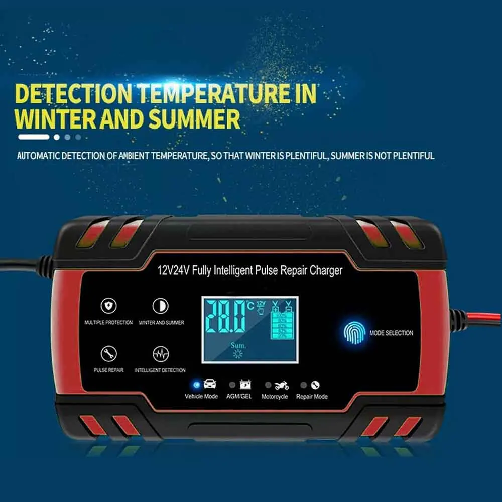 12/24V 8A ЖК дисплей Батарея Зарядное устройство сенсорный Экран умный