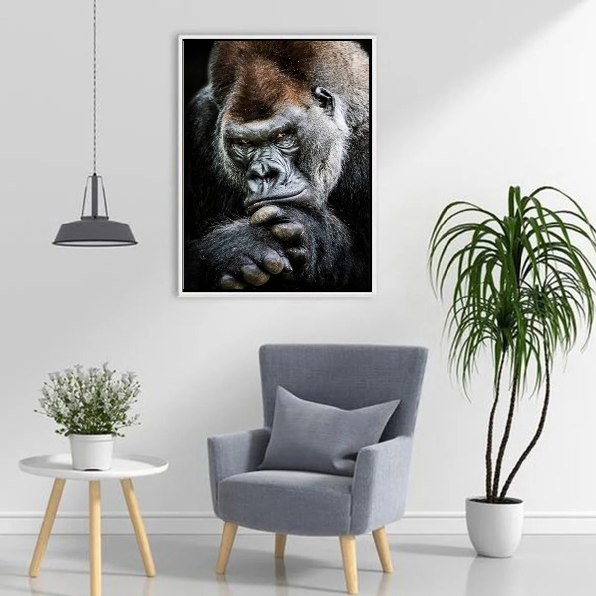

5D Diy Full Round Diamond Painting Gorilla Cross Stitch Mosaic Portrait Diamond Embroidery Painting Kit Home Decoration