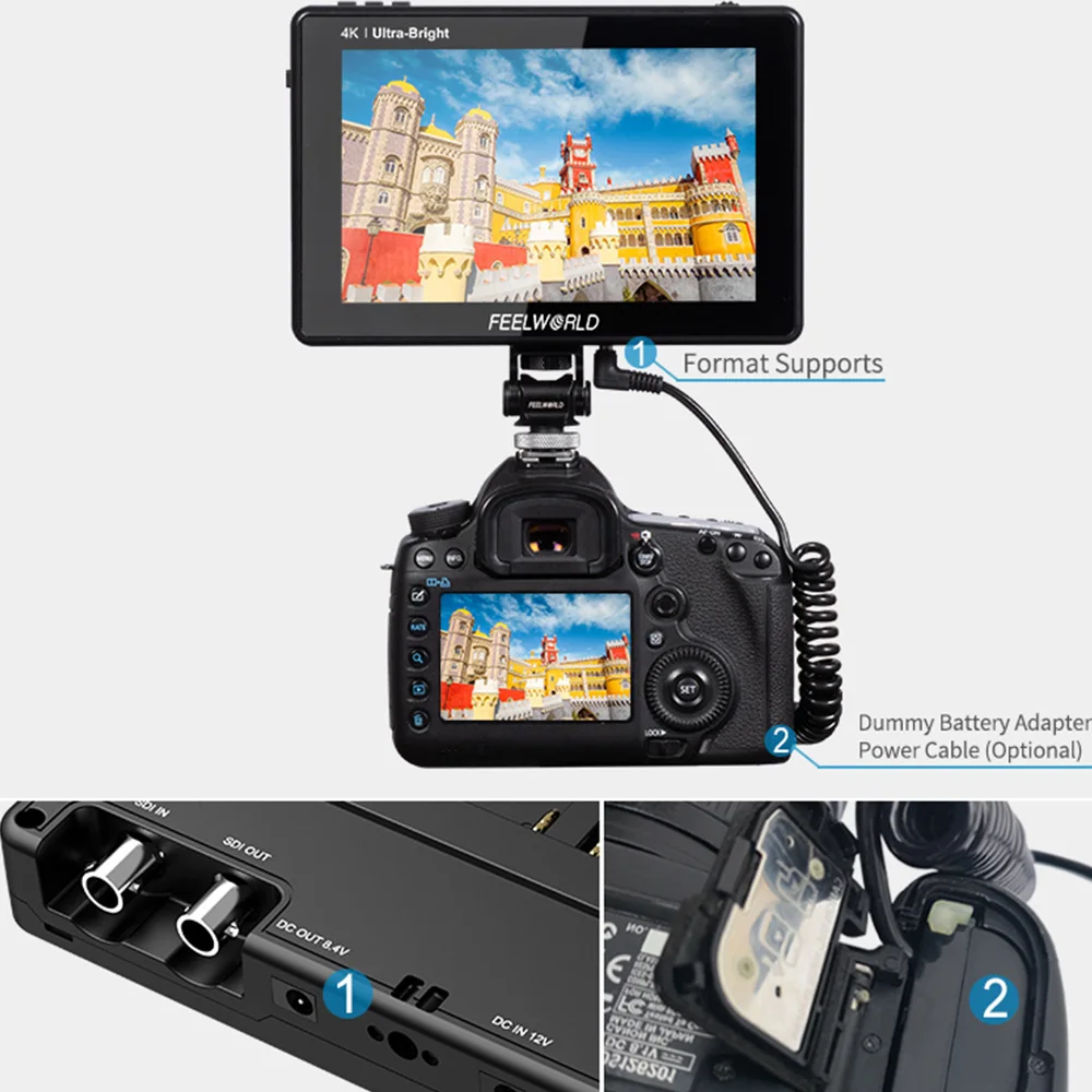Kaufen FEELWORLD 7 Zoll DSLR Kamera Feld Monitor Video Monitor 3D LUT Touchscreen FHD Auflösung Mit 4K HDMI/3G-SDI Eingang Ausgang