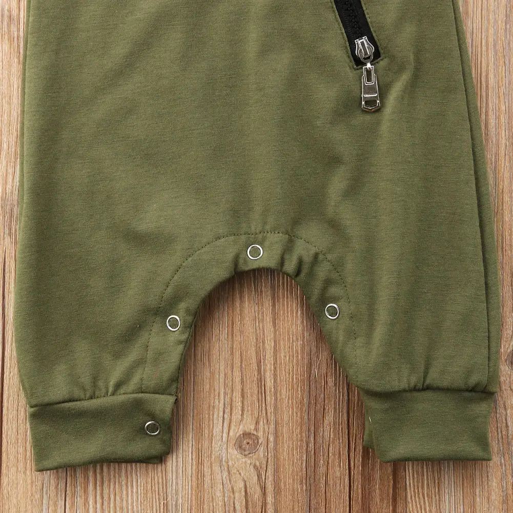 

0-24M Summer Clothing Toddler Baby Boy Hooded Newborn Rompers Baby Camouflage Print Sleeveless Zip Jumpsuits Fashion