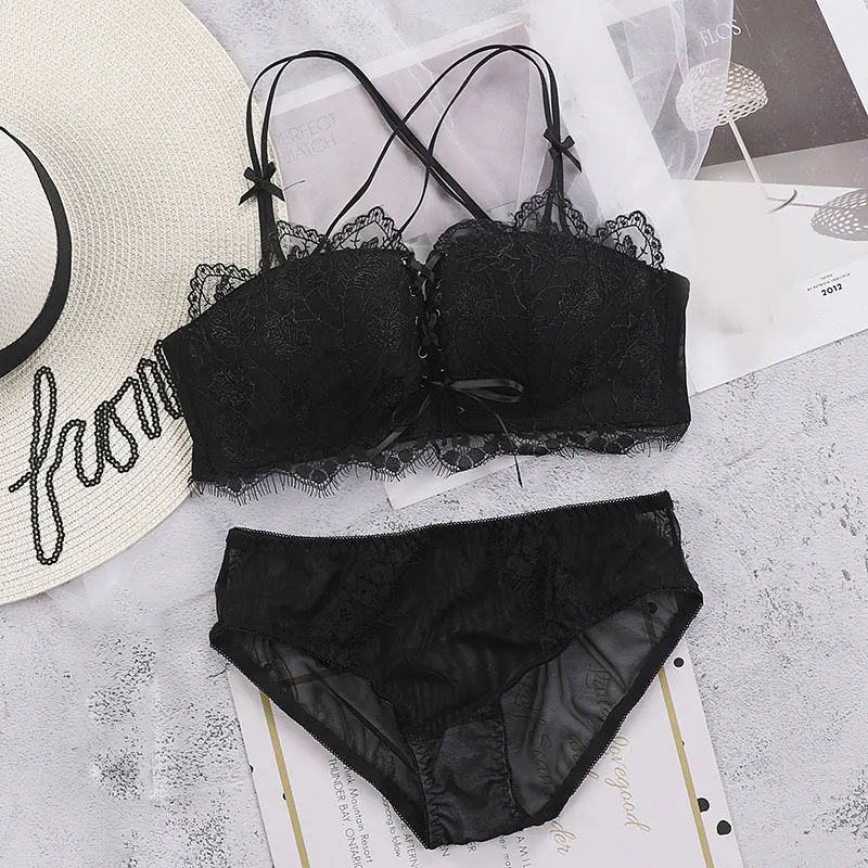 Женское кружевное нижнее белье сексуальный Собранный бюстгальтер и трусики