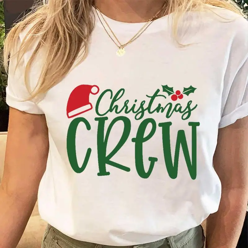

Women Holiday Merry Christmas New Year Fashion Clothes Cartoon Letter 2022 Winter T Tops Tshirt Graphic Tees Female T-Shirt