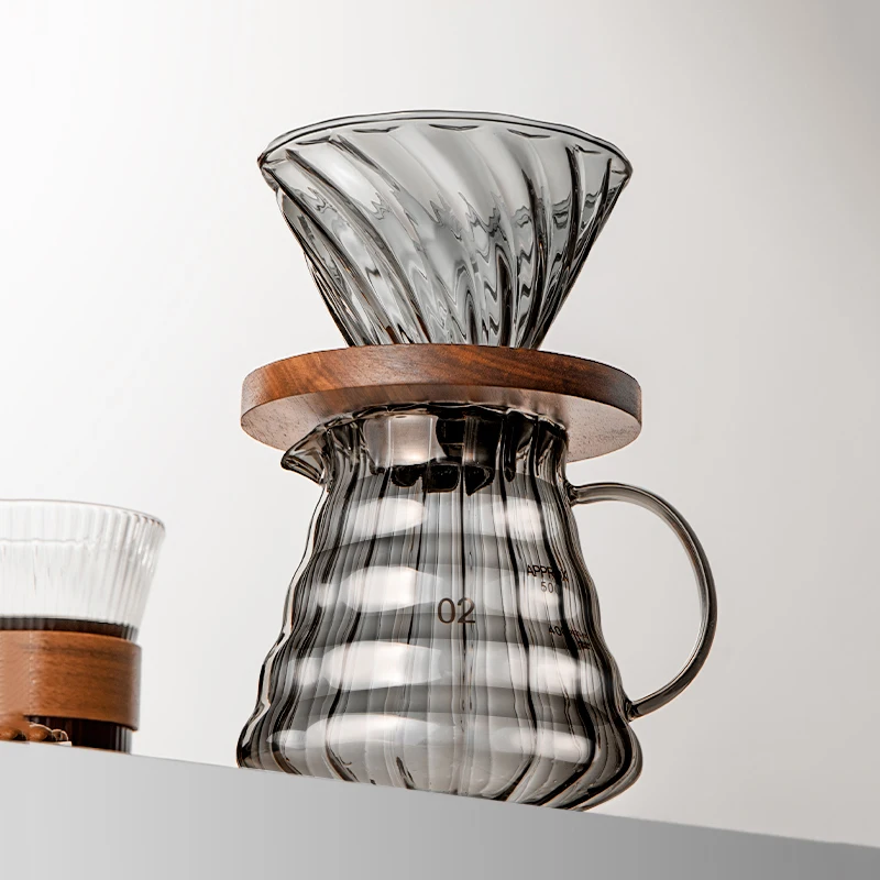 

Beginner Level Grey Coffee Pot Household Coffee Filter Cup Appliance Cloud Pot Drip Glass Barista Appliance 600ml
