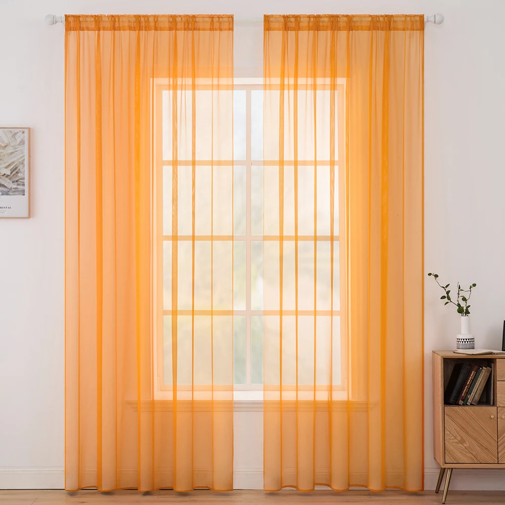 MILING оранжевая прозрачная вуаль занавески для гостиной тюль окон двери спальни