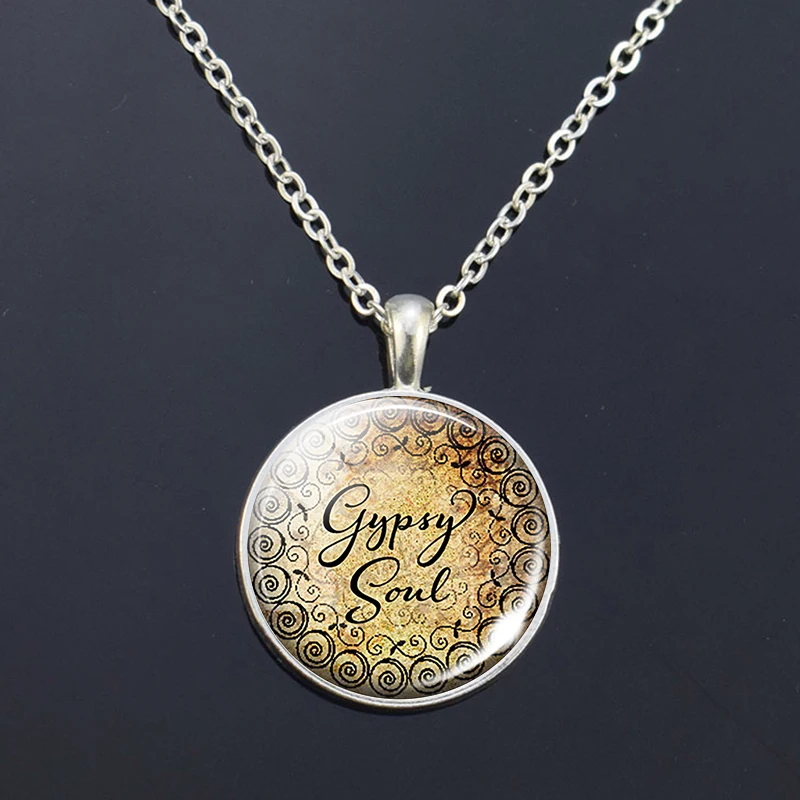 Цыганская душа Цитата стекло кабошон ожерелье Бохо кулон для мужчин и женщин