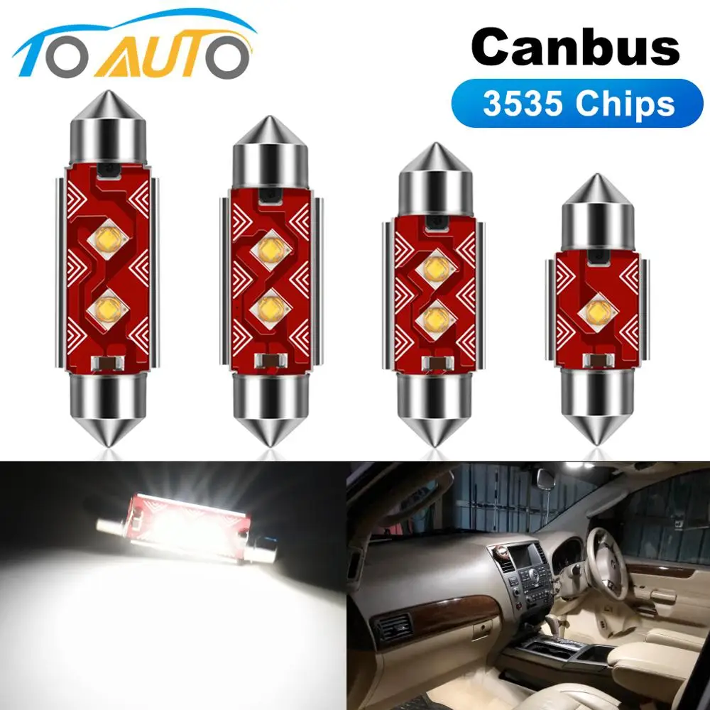 

Светодиодная лампа-гирлянда C5W C10W, 31 мм, 36 мм, 39 мм, 41 мм, без ошибок, с чипами Canbus 3535, супер яркая купольная лампа для салона автомобиля, для чте...