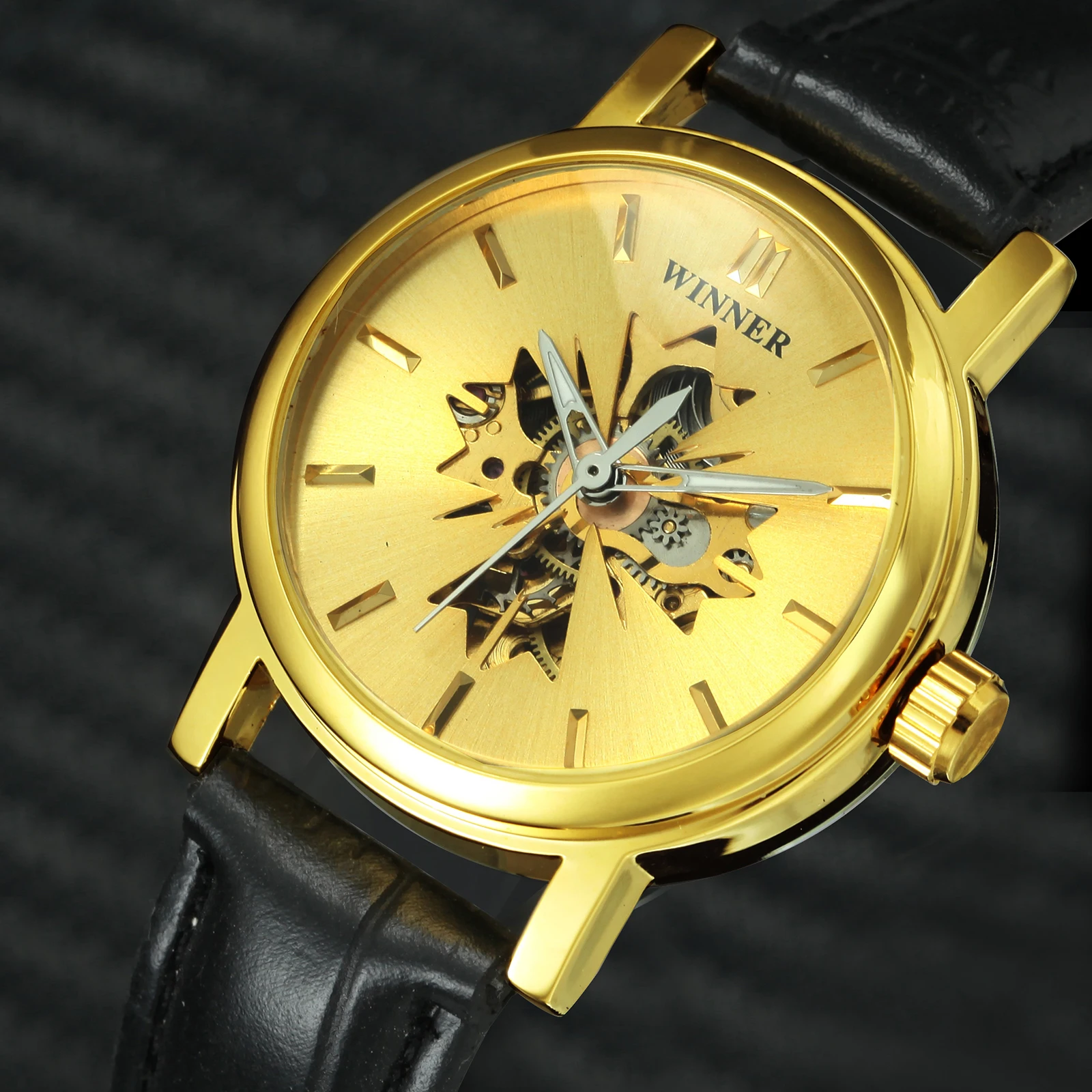 Часы наручные WINNER женские механические модные брендовые роскошные с кожаным