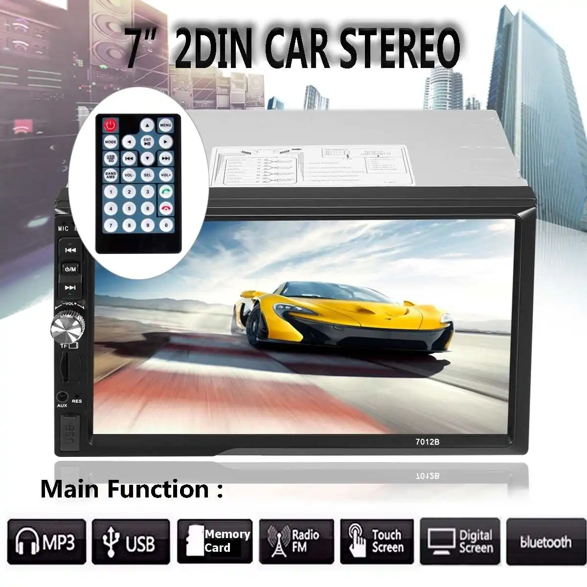 

Автомагнитола 7012B с экраном MP5, DVD-плеер, видео, аудио, bluetooth, 7 дюймов, HD, 2Din, сенсорное управление, автомобильные аксессуары «свободные руки»