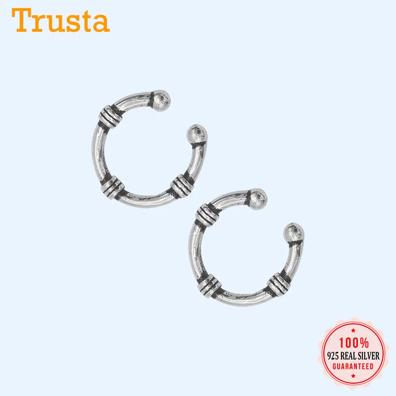 Trusta 100% 925 пробы тайские серебряные серьги с манжетами для женщин и девушек без в