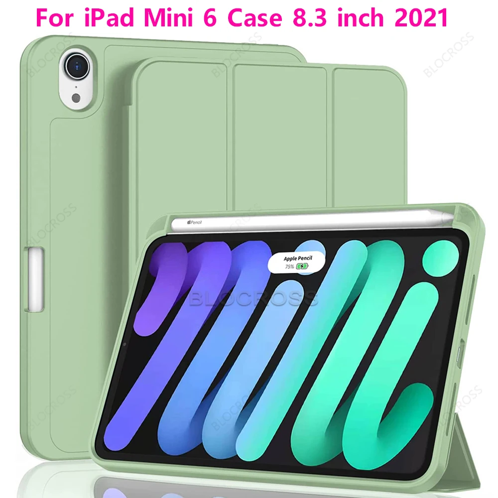 

2021 for iPad Mini 6 Case Soft TPU Silicone Trifold Stand Smart Cover For iPad Mini 6th Generation 8.3'' Cover 2021 A2567 A2568