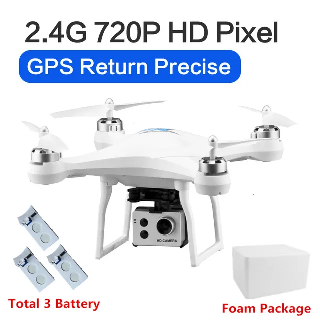 white 720p 3battery Все новые S2 Дрон gps Квадрокоптер с камерой Hd 5G пульт дистанционного управления Вертолет Wifi складной мини селфи Дрон селфи Квадрокоптер - Цвет: white 720p 3battery