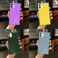luxury square solid color glass hard phone case for iphone 12 se2020 11 128gb pro x xs max xr 7 8 plus back cover tpu shockproof