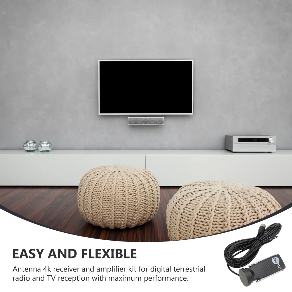 1 Set Indoor TV Antenna 4K Receiver Amplifier Ground Wave TV Antenna 4K Receiver