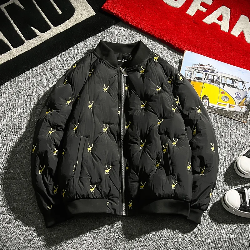 Liketkit мужские зимние винтажные куртки 2019 смешная вышивка хлопок Бейсбольный