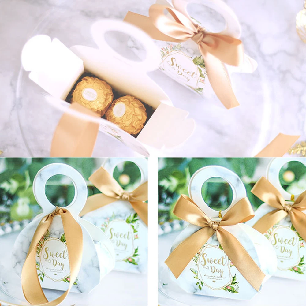 20 шт Свадебная конфетная коробка с лентой для упаковки конфет Коробки Свадебные