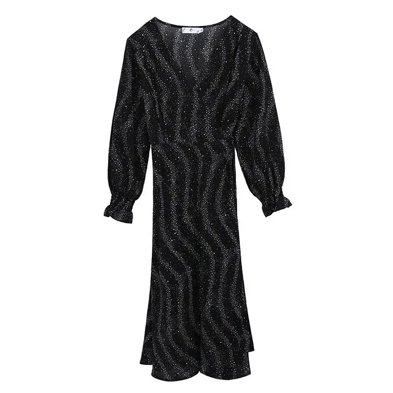 

star print chiffon dress 4xl plus size casual long maxi dress elegant evening party women big size dress black spring vestidos