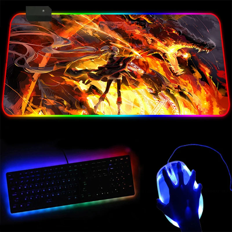 

Large Game RGB Laptop Keyboard Mouse Pad Sexy Anime Girl HD Non-slip Table Mat Lock Edge Durable Rug