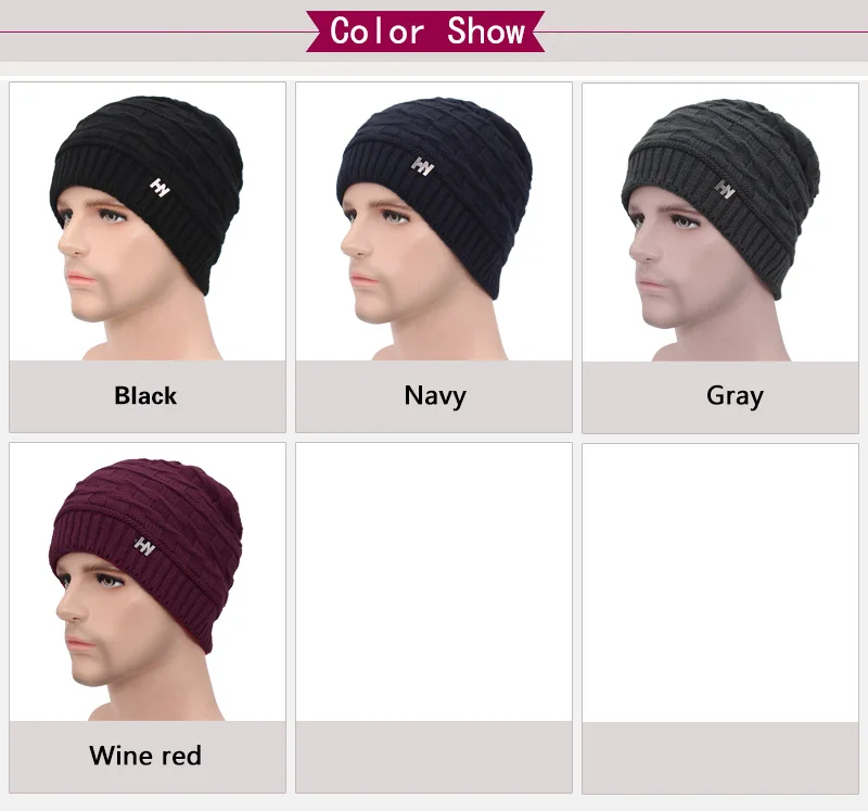 Брендовые зимние вязанные шапочки Skullies Beanies мужские зимние шапки для мужчин женская шапка-маска теплая Толстая Мужская однотонная зимняя шапка