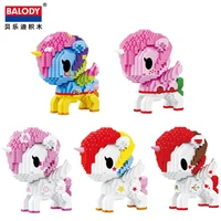 897pcs cartoon rainbow pony building blocks cute unicorned mini figure assembled mirco bricks toys for collection 18190