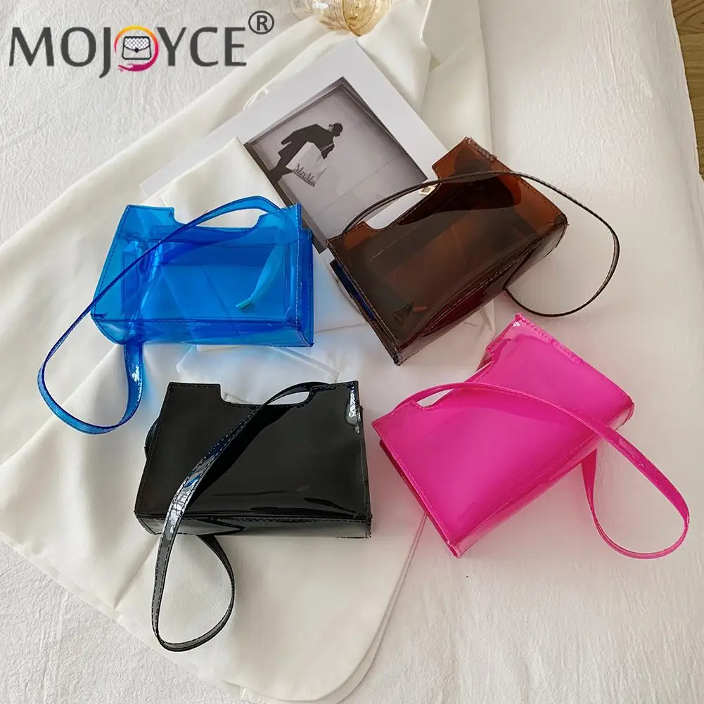 

Fashion Casual Transparent Small Purse Women Chain Design Luxury Hand Bag Female Travel Pure Color Underarm Shoulder Bag