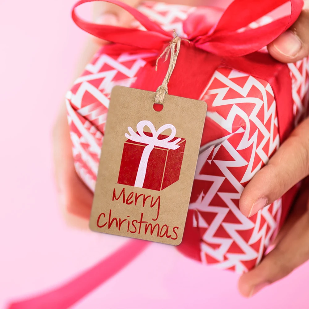 B 50pcs рождественский подарок крафт бумажные бирки Санта Клаус снежинка