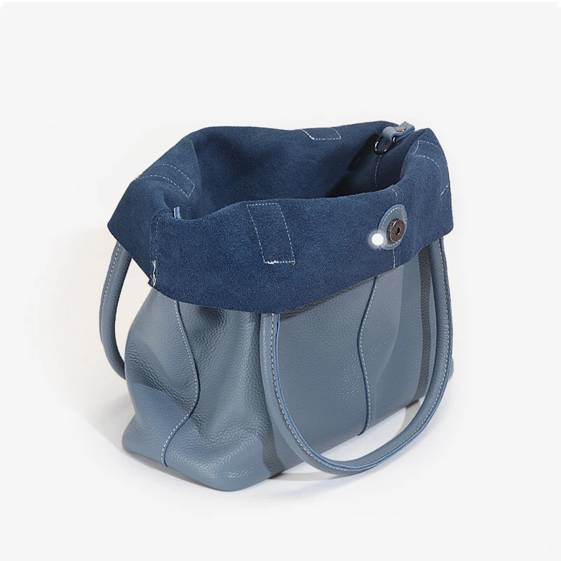 Casual Tote Bag Women Handbags Genuine Leather Hand Bags Shopping Shoulder Bag Large Capacity Bucket Versatile Totes Work Street