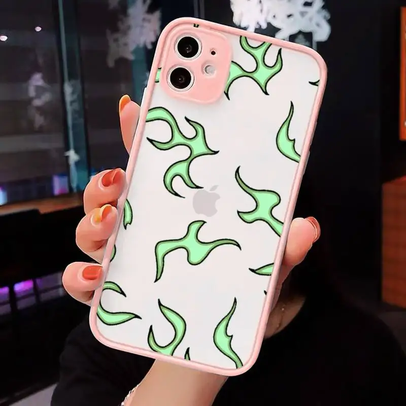 

Blue Flame Fire Phone Case Pink matte transparent For iPhone 7 8 x xs xr 11 12 pro plus max mini Clear Funda