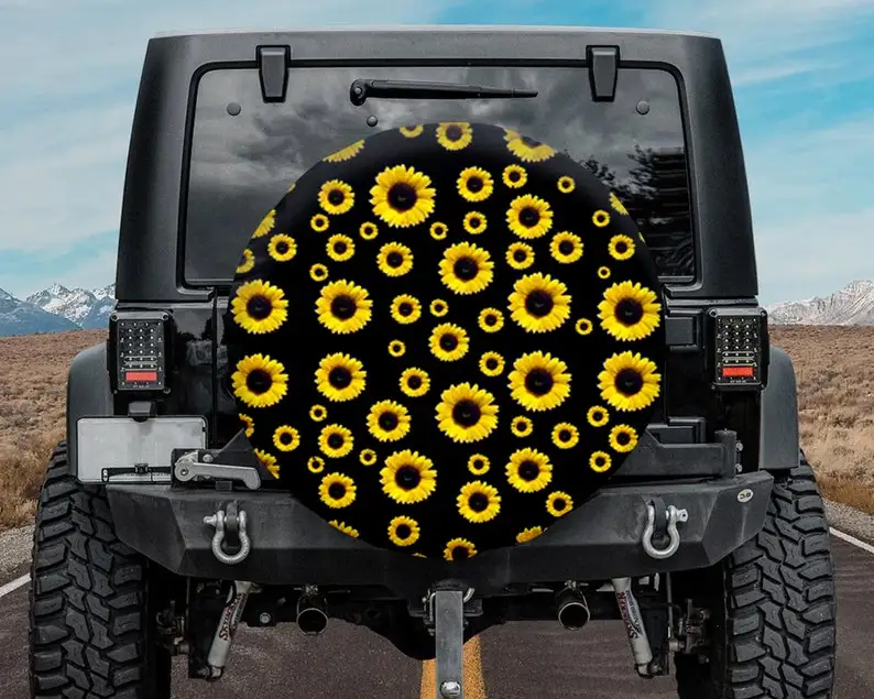 

Чехол для запасной шины Sunflower, Винтажный чехол для запасной шины подсолнуха для Jeep, подарок для любителей подсолнуха, резервная камера или н...