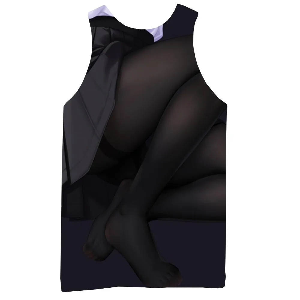

Men Graphic Tank Top Japanese Anime Girl Feet Sleeveless Sexy Tops Men Black Silk Tees