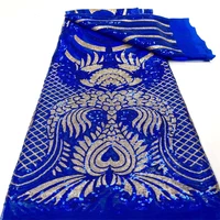 blue new design tulle sequins african mesh lace fabric embroidery latest french tulle lace fabric light sequin stitch a2616