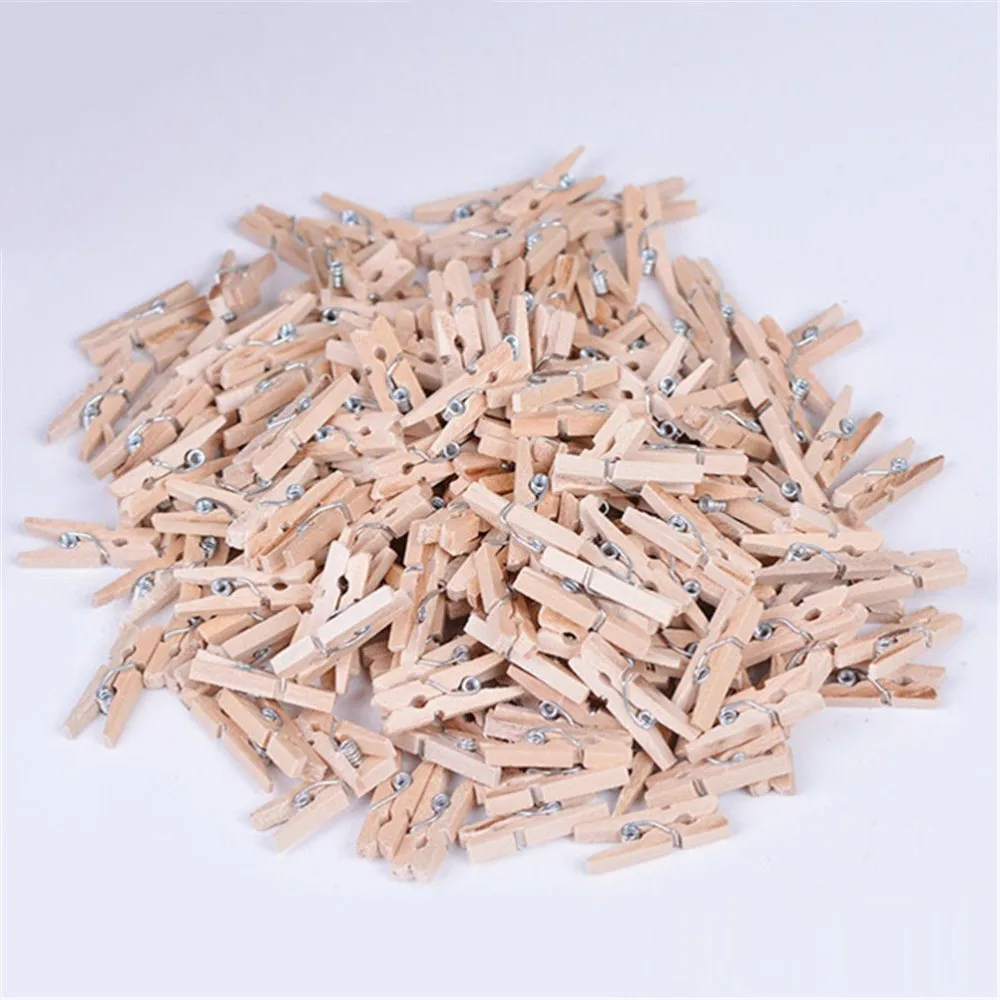 

50 PCS Natural Mini Spring Wood Clips Clothes Photo Paper Peg Pin Clothespin Craft Clip Party School Decoration 3.5cm Wholesale