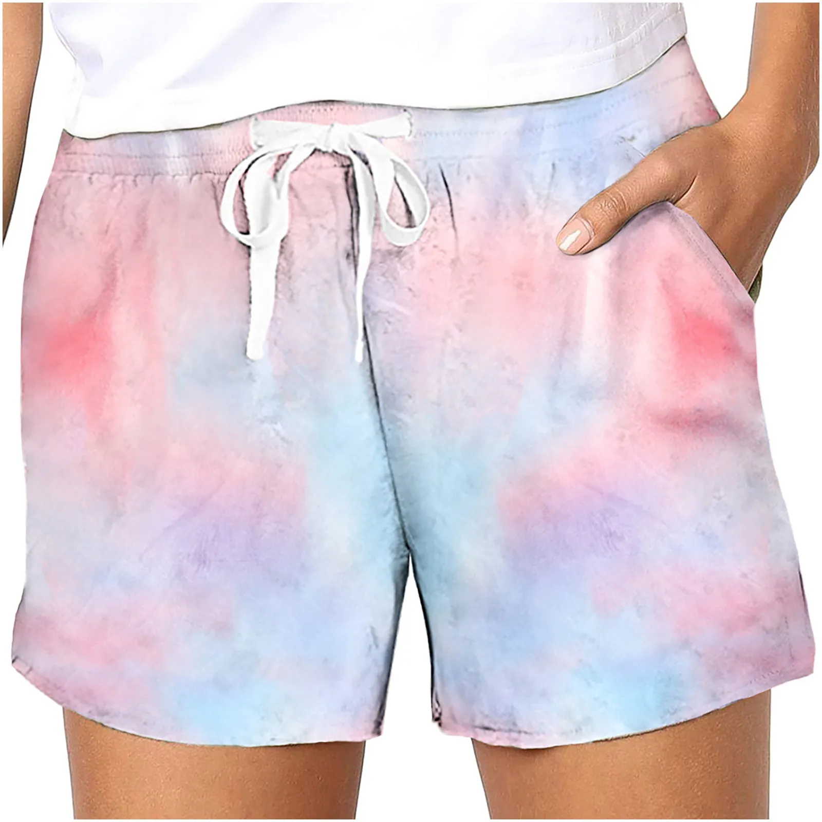 

Sexy Drawstring Yo-ga Shorts 2021 New Women Summer Casual Loose Ladies Elastic Waist Hem Beach Hot Colorful Shorts Plus Size #22