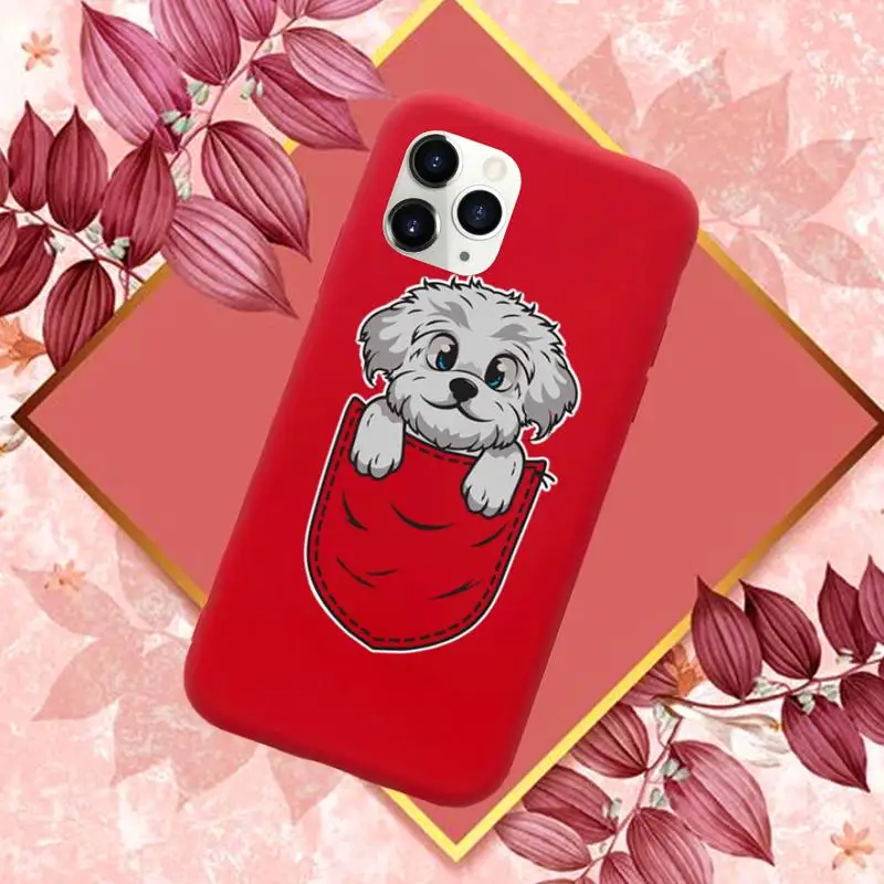 

Cute Dog Cartoon Pink Phone Case Candy Color for iPhone 11 12 mini pro XS MAX 8 7 6 6S Plus X SE 2020 XR