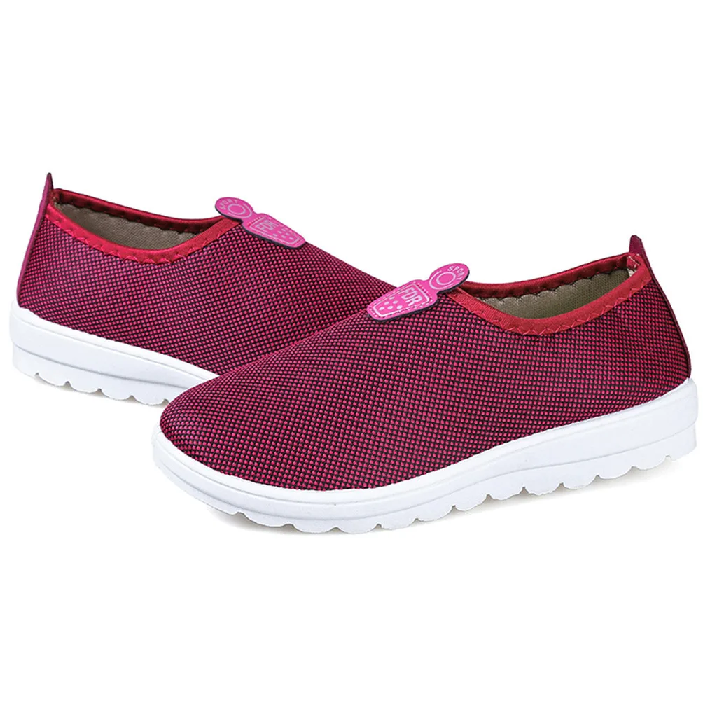 Женские сетчатые туфли на плоской подошве мягкие дышащие кроссовки повседневная